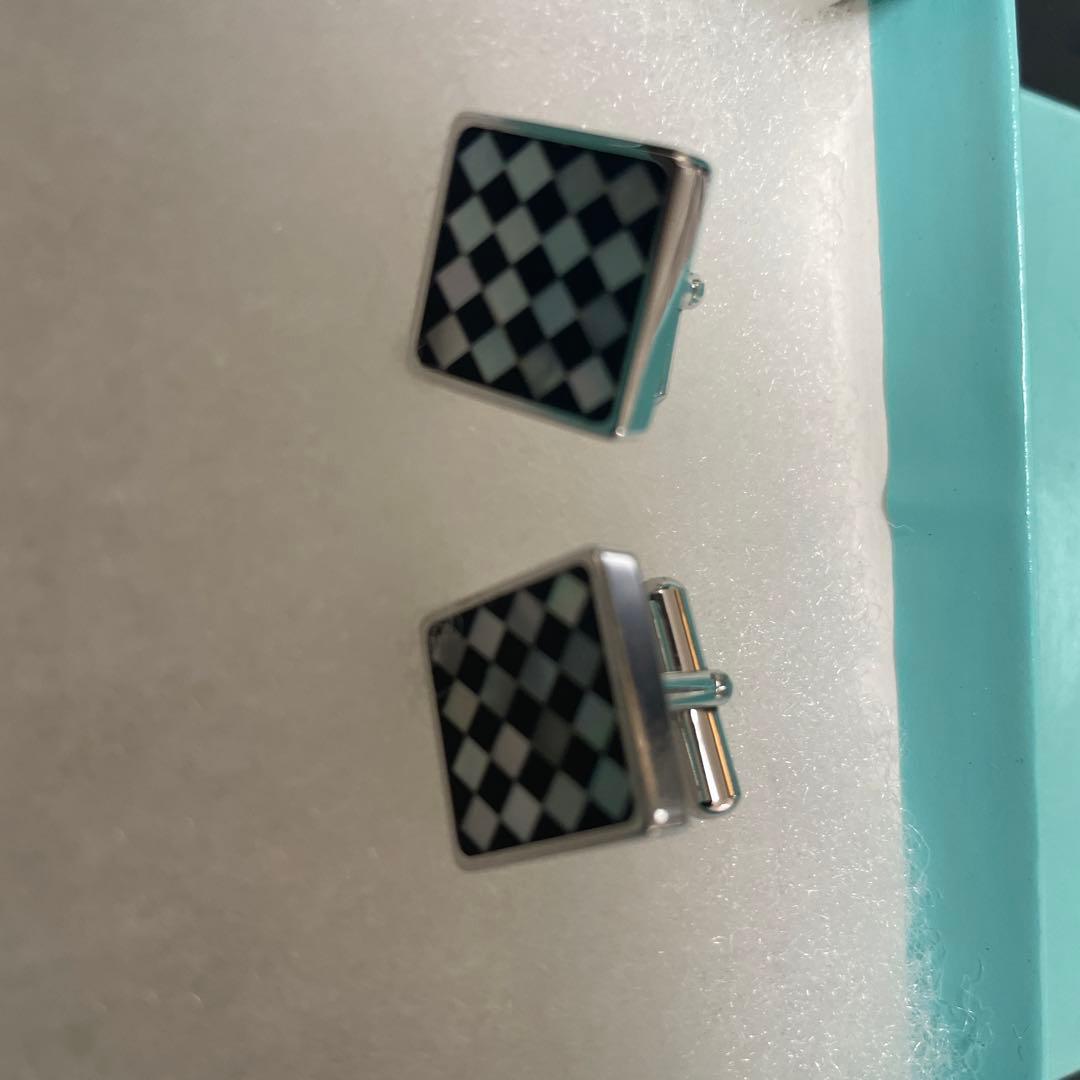 Tiffany & Co. チェッカーパターン カフリンクス