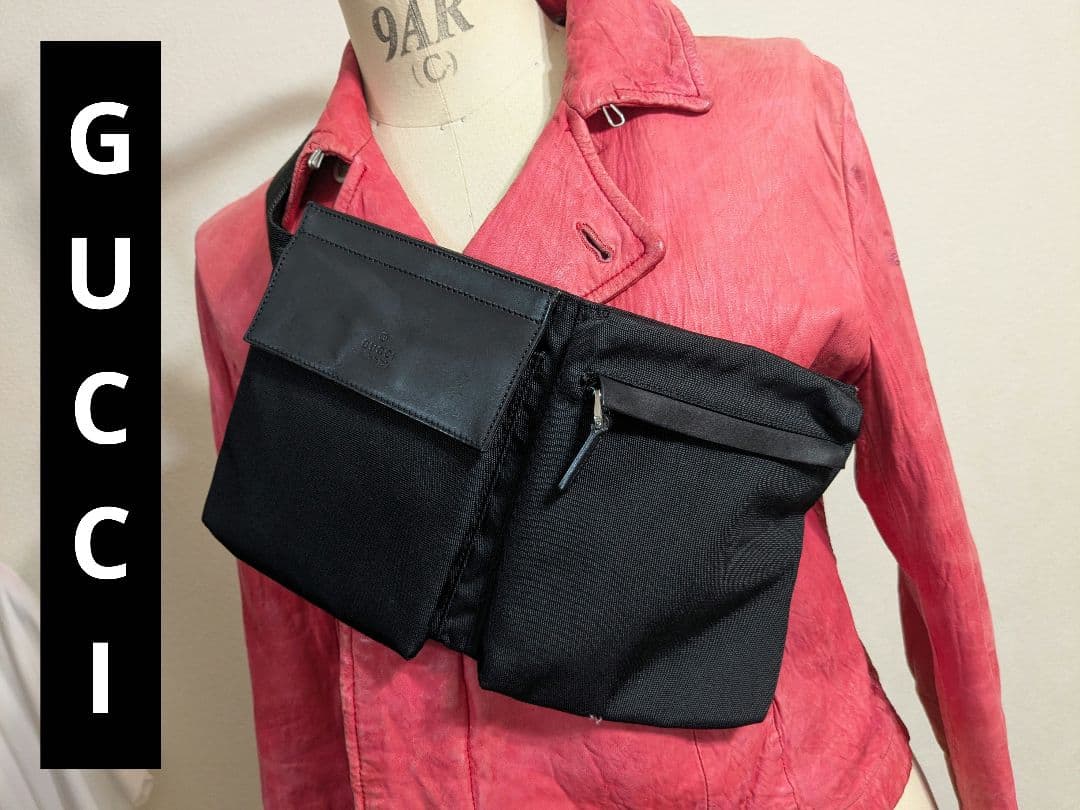 GUCCI グッチ　ボディバッグ　ウエストポーチ　ナイロン　美品　付属品なしGG
