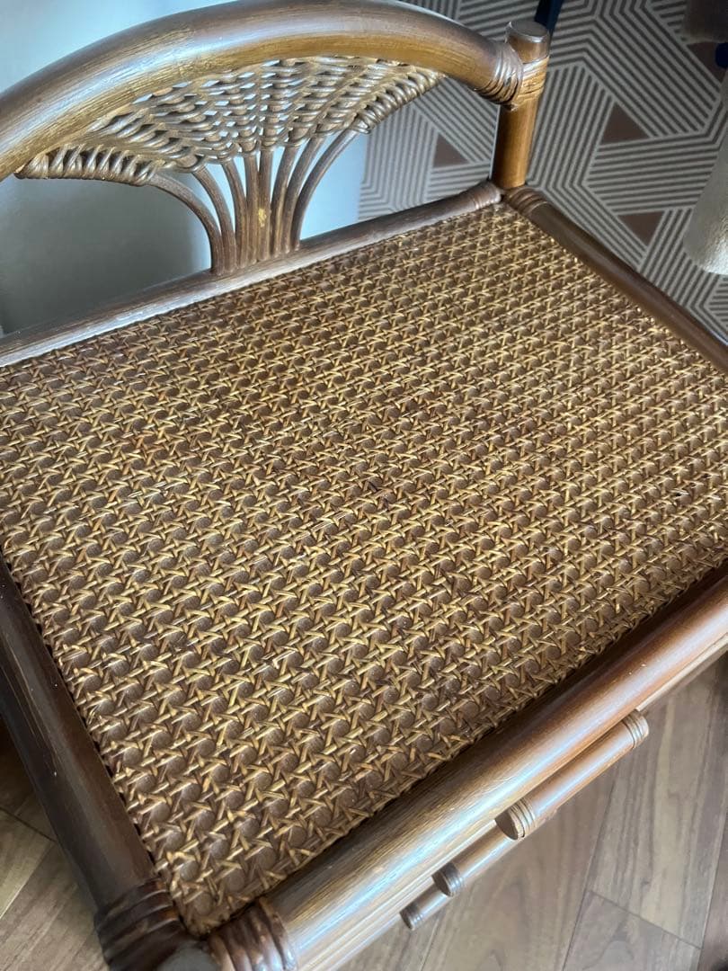 アンティーク✴︎ラタン3段チェスト かごめ編み