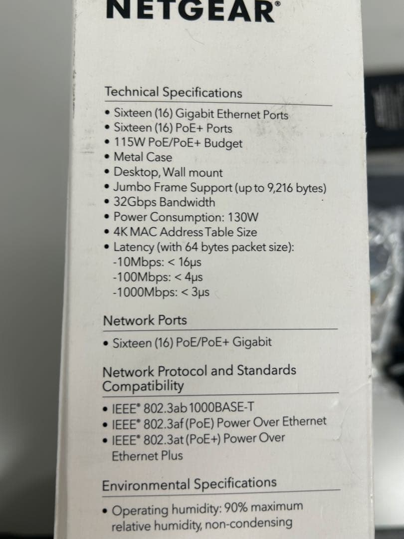 NETGEARスイッチングハブ 16ポート1G PoE+115W,GS316P