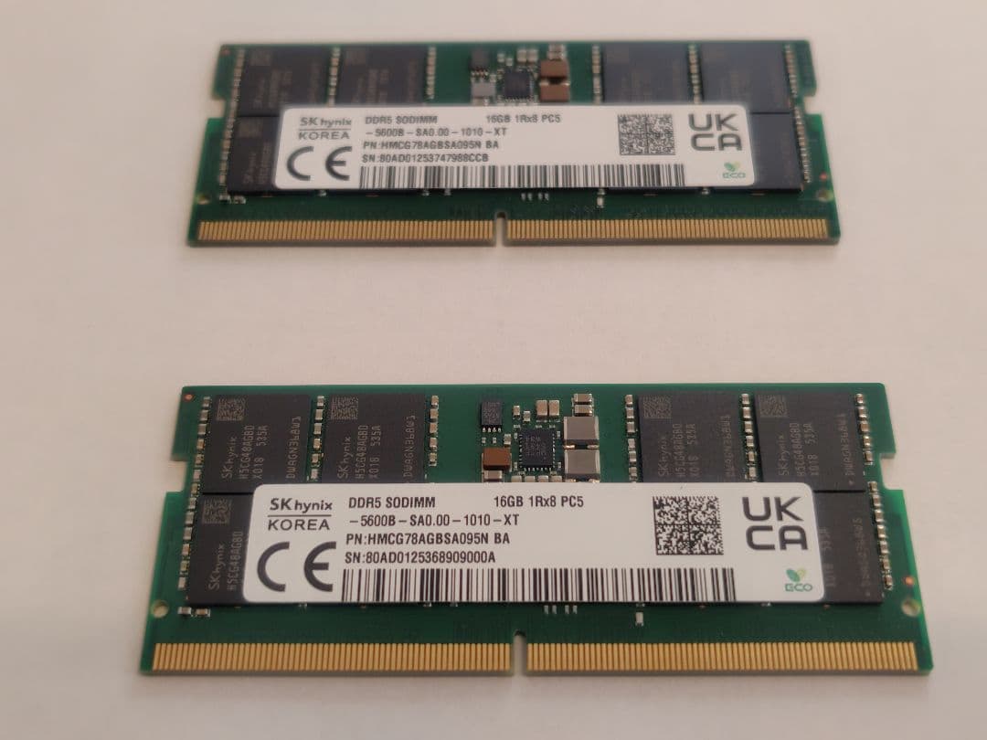 SKhynix製　DDR5 ノートパソコン用メモリー16GBx2