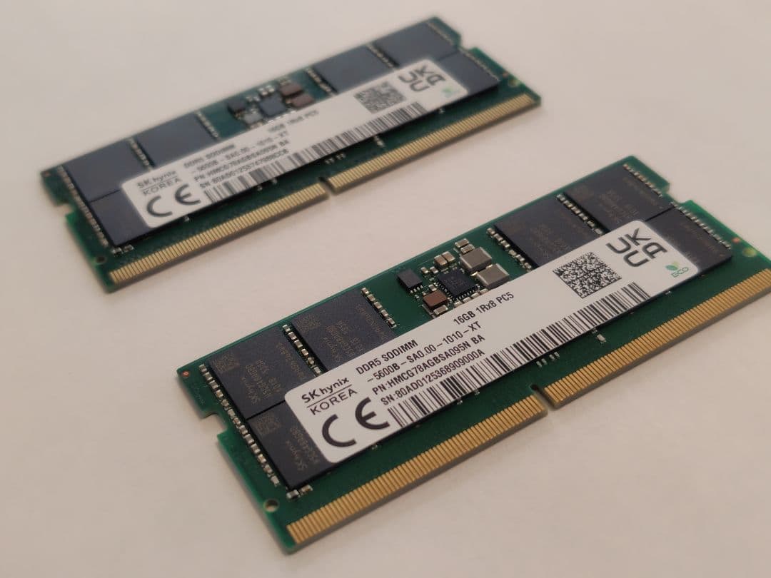 SKhynix製　DDR5 ノートパソコン用メモリー16GBx2