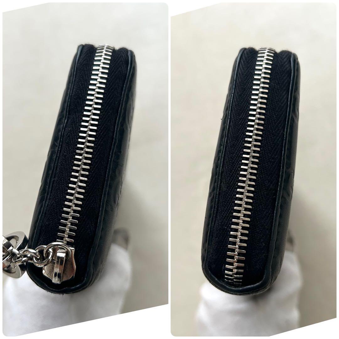 GUCCI グッチ 長財布 ラウンドファスナー シマ 黒