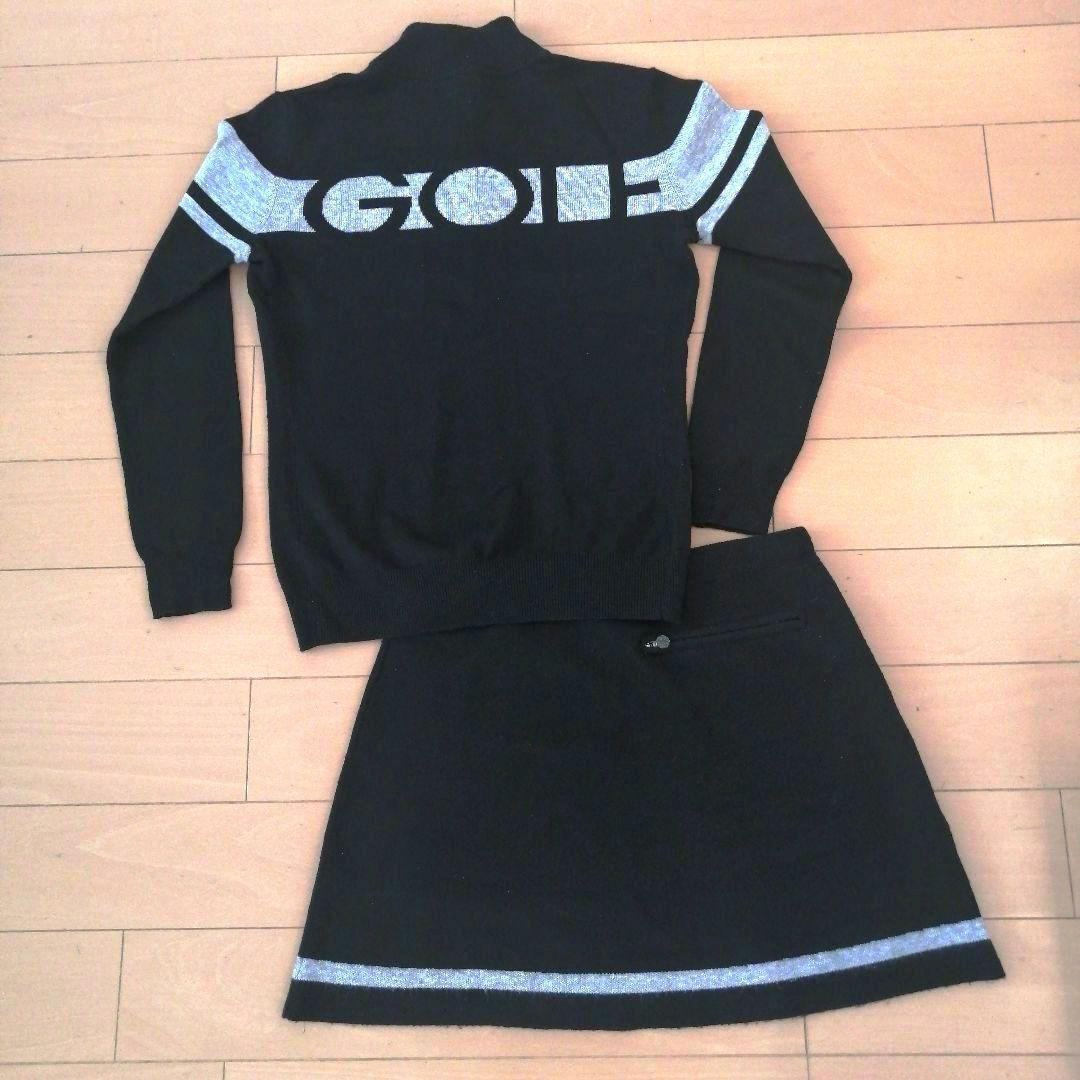 デサントゴルフ ジップスタンドセーター ニット スカート セットアップ ブラック