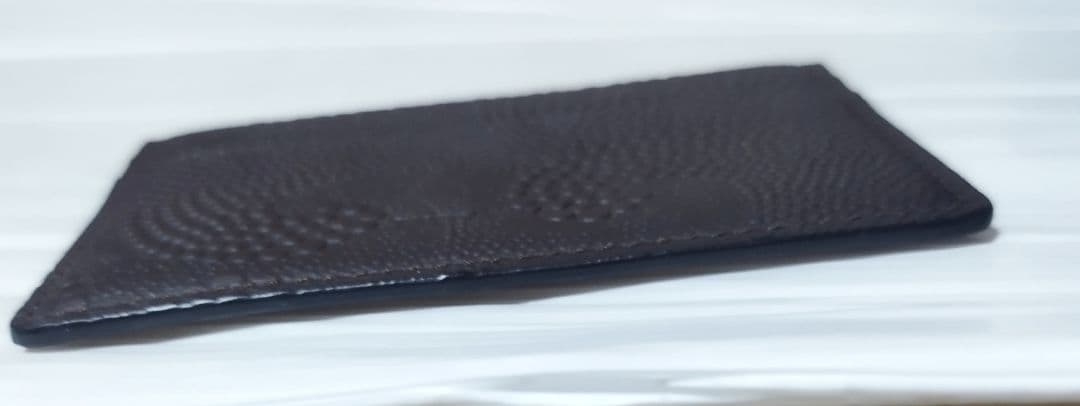 極美品　ティファニー ウェーブエンボス レザー カードケース 茶　箱無し