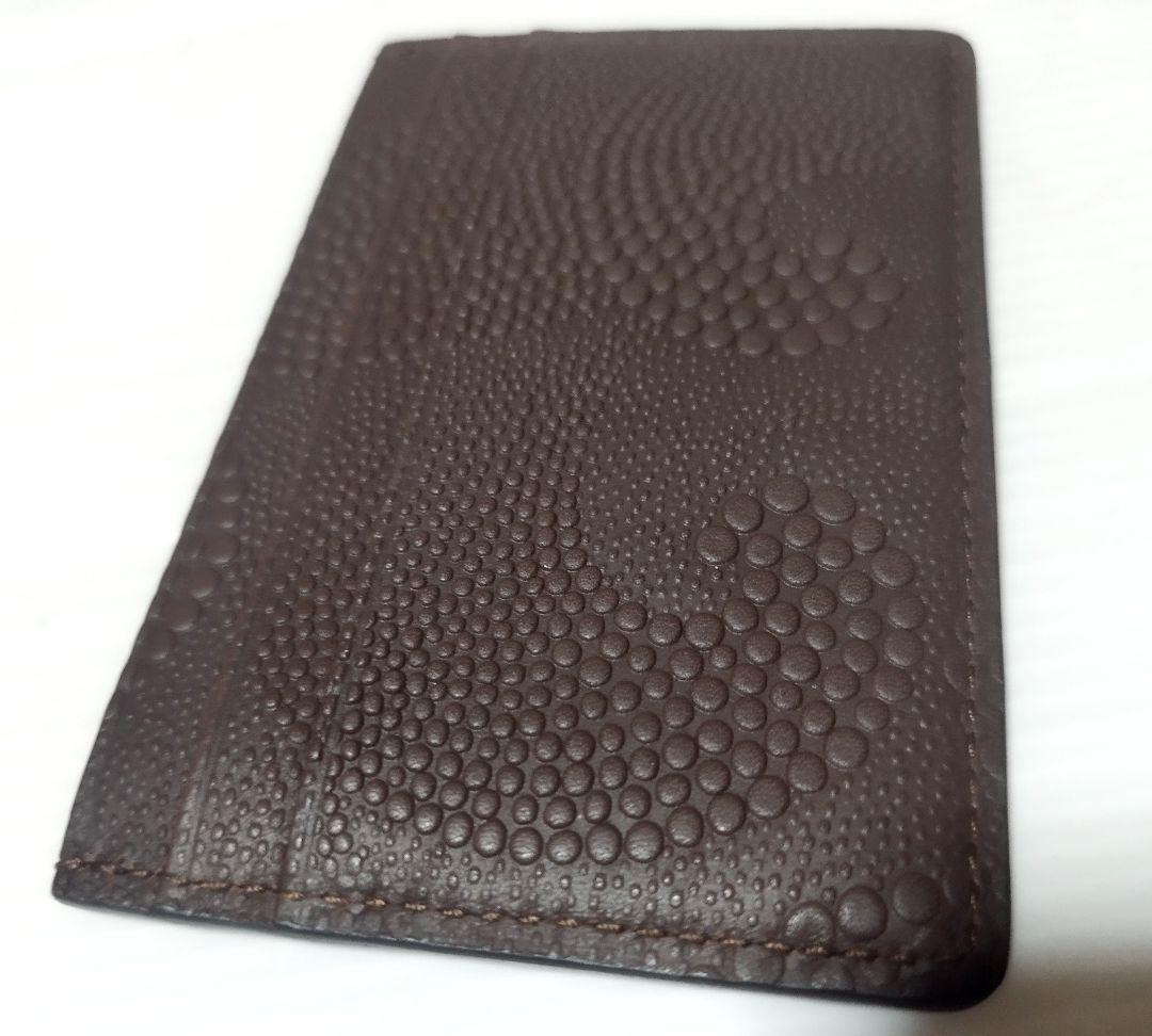 極美品　ティファニー ウェーブエンボス レザー カードケース 茶　箱無し