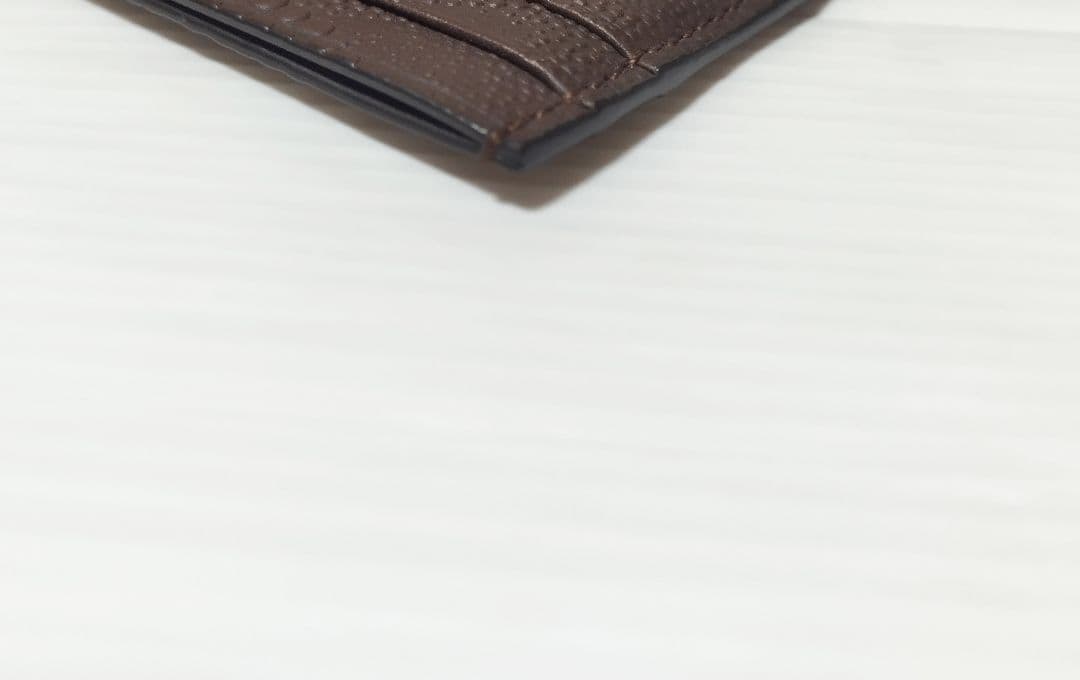 極美品　ティファニー ウェーブエンボス レザー カードケース 茶　箱無し