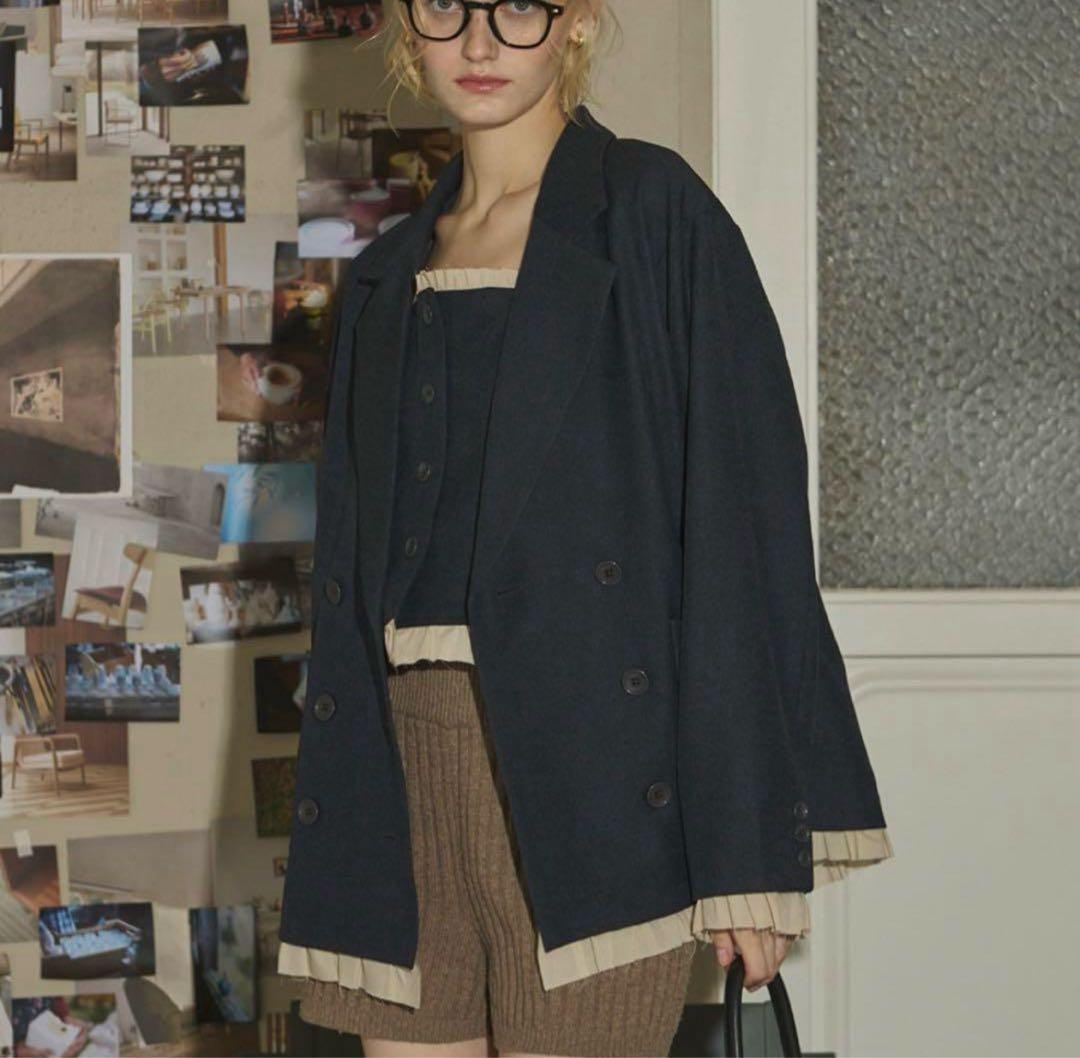 loin nuit ロワンニュイ ジャケット ネイビー　ハートのブローチ付き