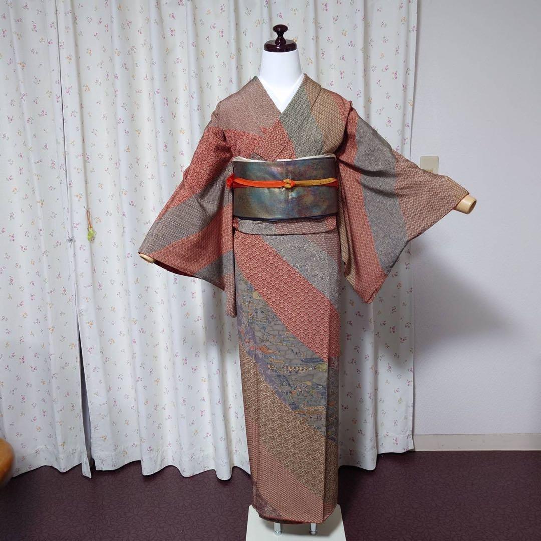 く*ち様 フ9993 未使用近い　美品　袷　正絹　江戸小紋　作家　訪問着　フルセ
