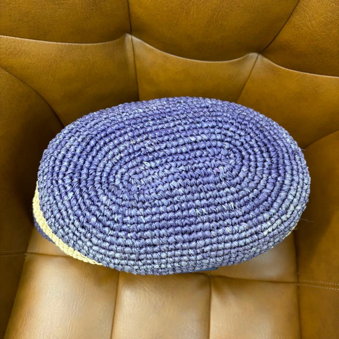 バレンシアガ パニエXS 466498 ハンドバッグ パープル ベージュラフィア