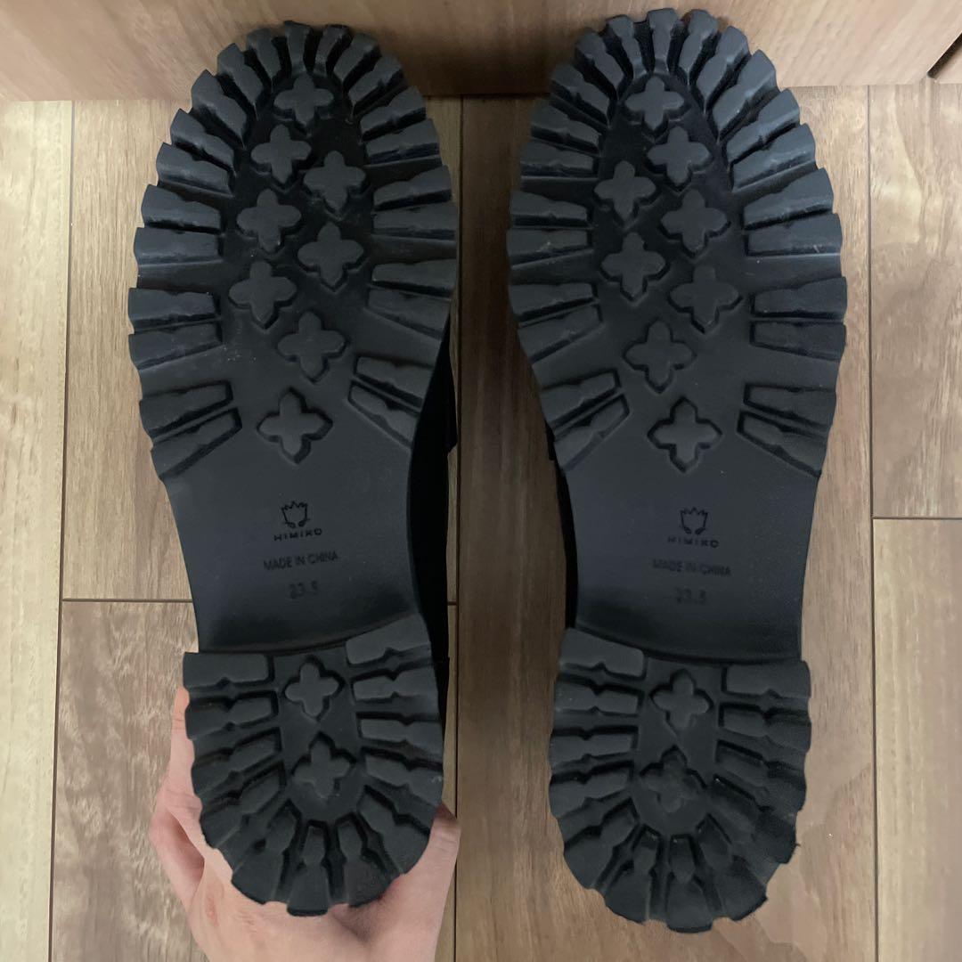 HIMIKO メタルモチーフトラックソールローファー　ブラック