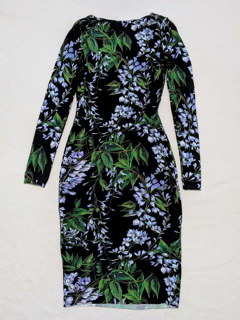 Blumarine 花柄タイトひざ丈ワンピース 長袖