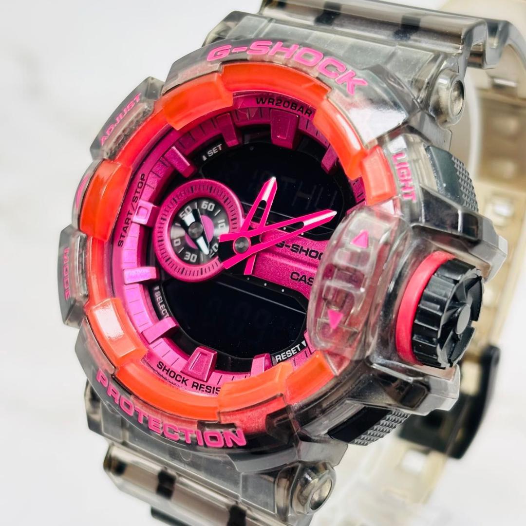 カシオ G-SHOCK スケルトン GA-400SK 腕時計 メンズ ピンク 黒