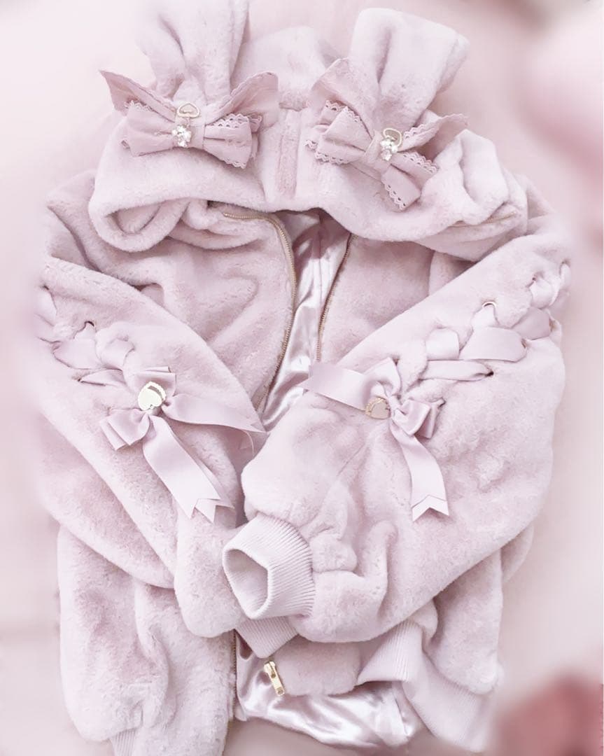 ♡ LIZLISA リズリサ リボン うさみみファーブルゾン ピンク ♡