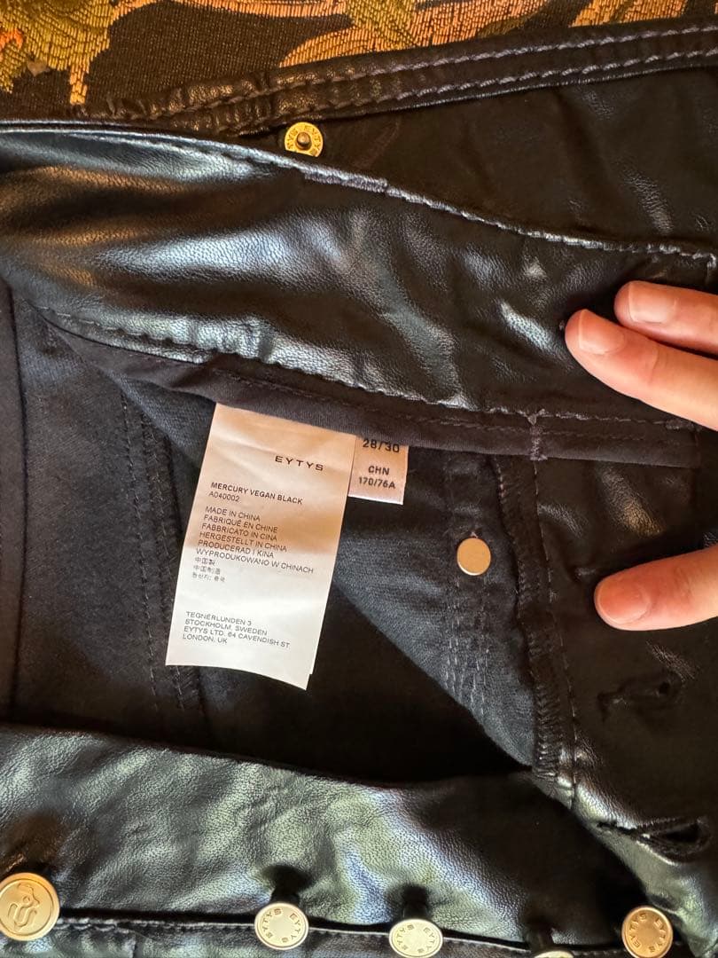 EYTYS ヴィーガンレザーカーゴパンツ28✖️30