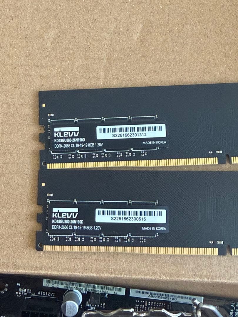 【動作確認済】 i5 9400、H310cm、ddr4 8gb×2