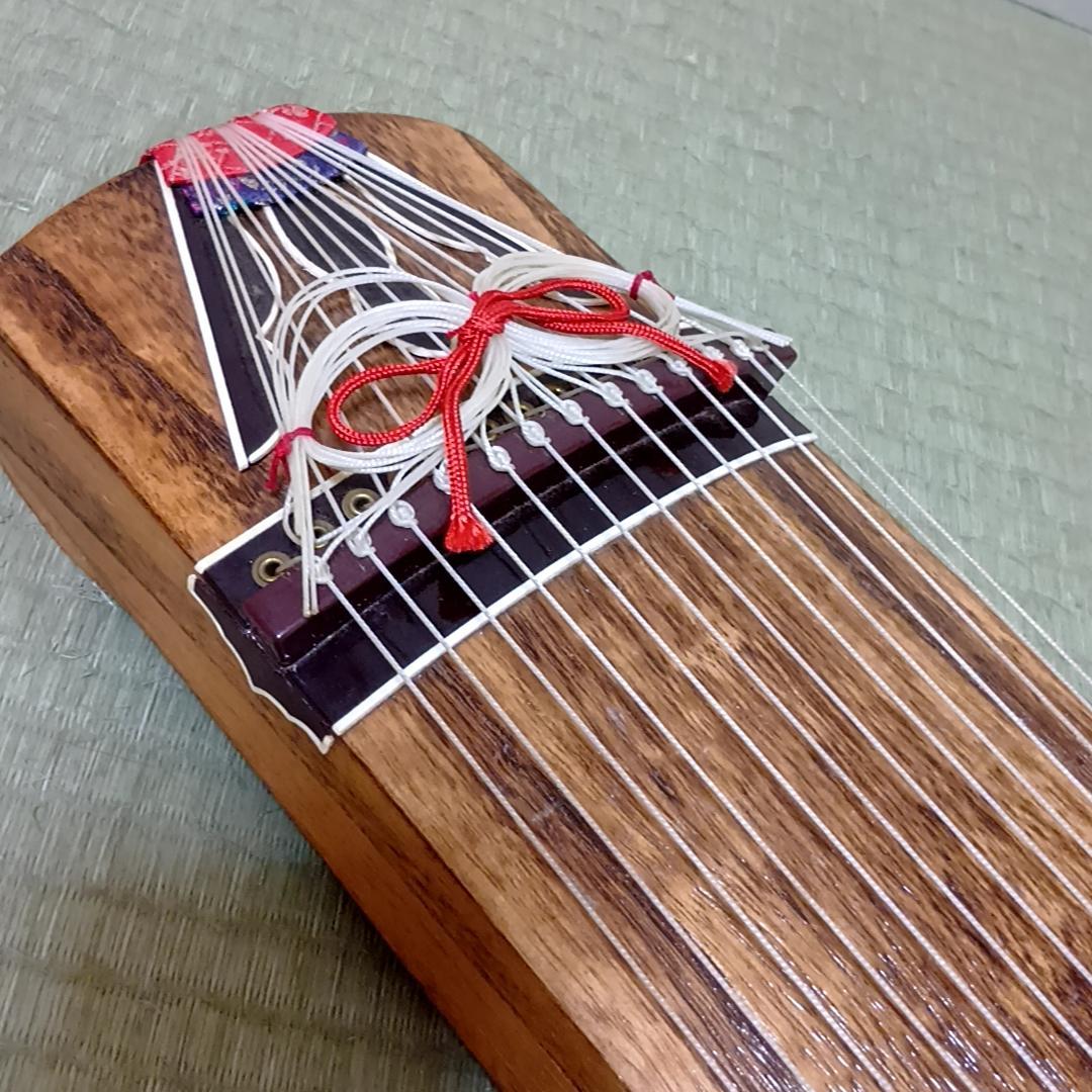 短箏 短琴 ミニ琴 二尺琴 13弦 和楽器 弦楽器 琴柱 布製カバー　60cm