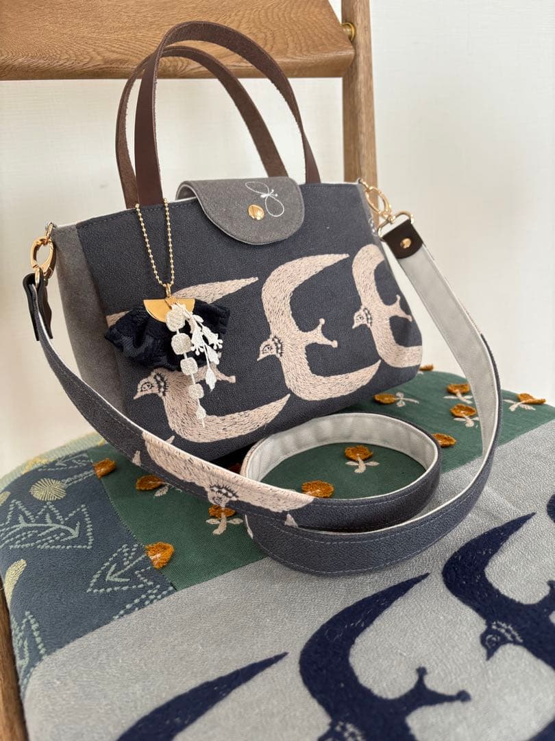 ミナペルホネン◯ハンドメイド◯2way ワッフルサンド　斜め掛けショルダー