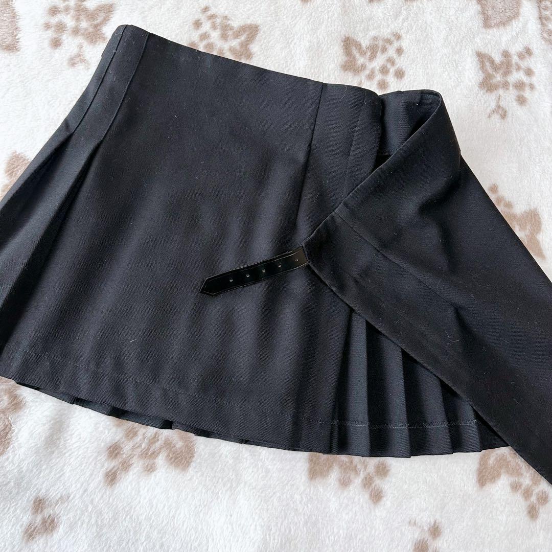 コムデギャルソンシャツ プリーツ ミニスカート ラップ ベルト レザー フランス