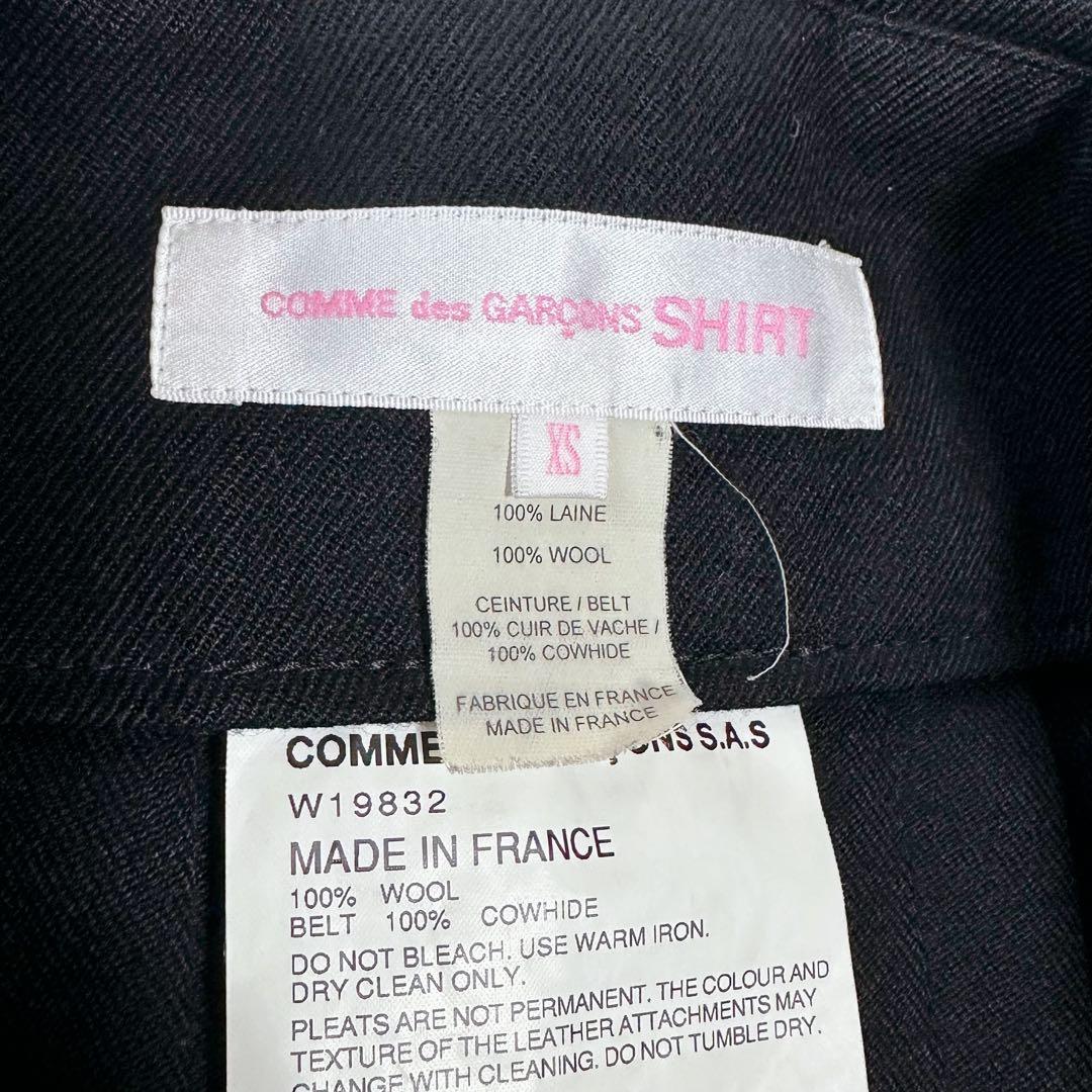 コムデギャルソンシャツ プリーツ ミニスカート ラップ ベルト レザー フランス