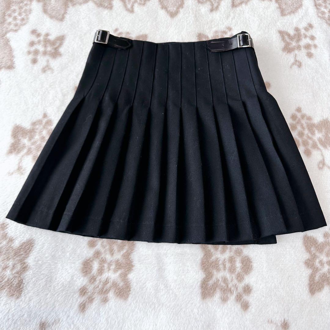 コムデギャルソンシャツ プリーツ ミニスカート ラップ ベルト レザー フランス