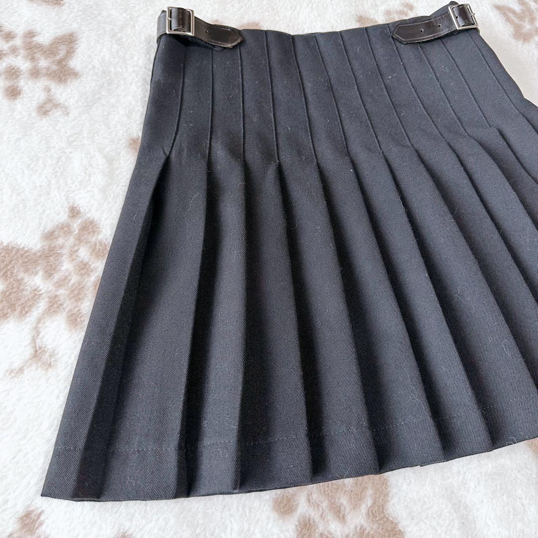 コムデギャルソンシャツ プリーツ ミニスカート ラップ ベルト レザー フランス