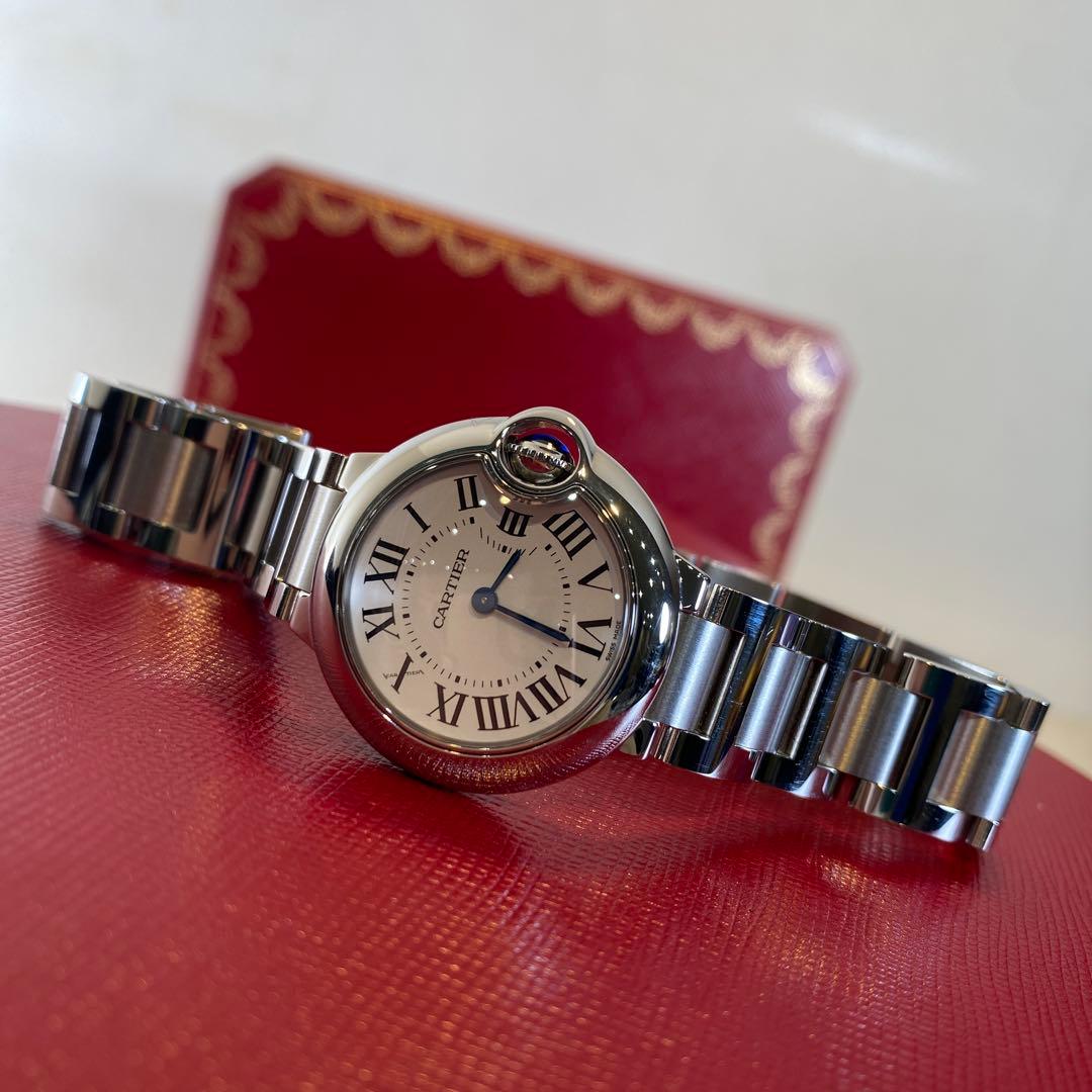 【未使用に近い】カルティエ バロンブルー　28 クオーツ　レディース時計