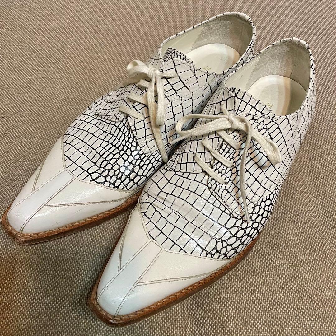 【JUNYA WATANABE】型押しクロコ柄レザーシューズM（24.5㎝）