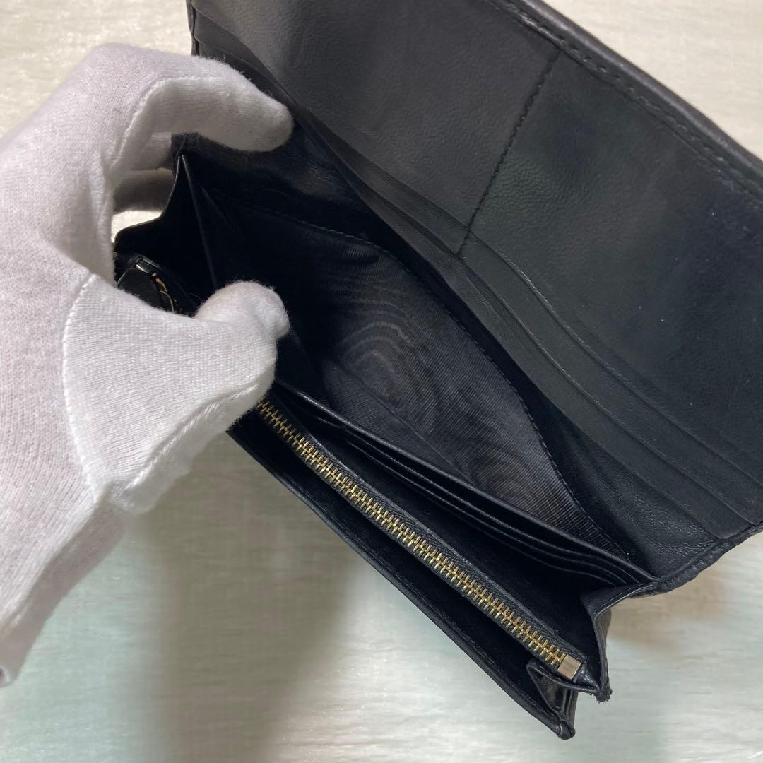 PRADA プラダ ナッパレザー ギャザー 長財布　黒　ロング　折り財布　人気