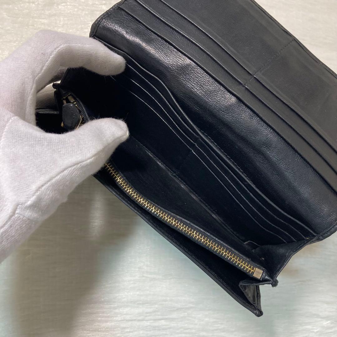 PRADA プラダ ナッパレザー ギャザー 長財布　黒　ロング　折り財布　人気