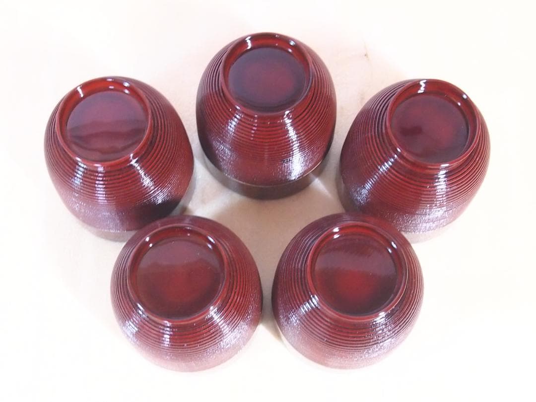 【未使用】輪島塗 岡本陽斎 白壇塗 小吸物椀 5客 箸洗/肝吸い 漆器 茶道具