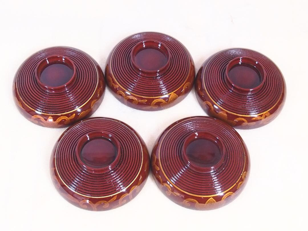 【未使用】輪島塗 岡本陽斎 白壇塗 小吸物椀 5客 箸洗/肝吸い 漆器 茶道具