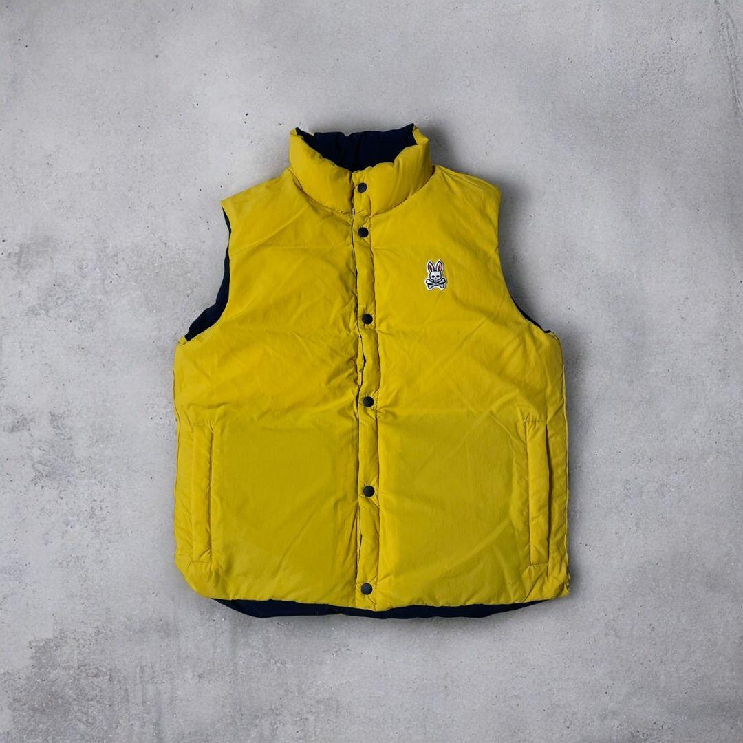 未使用　PSYCHO BUNNY　リバーシブル　ダウンベスト　ネイビー×イエロー