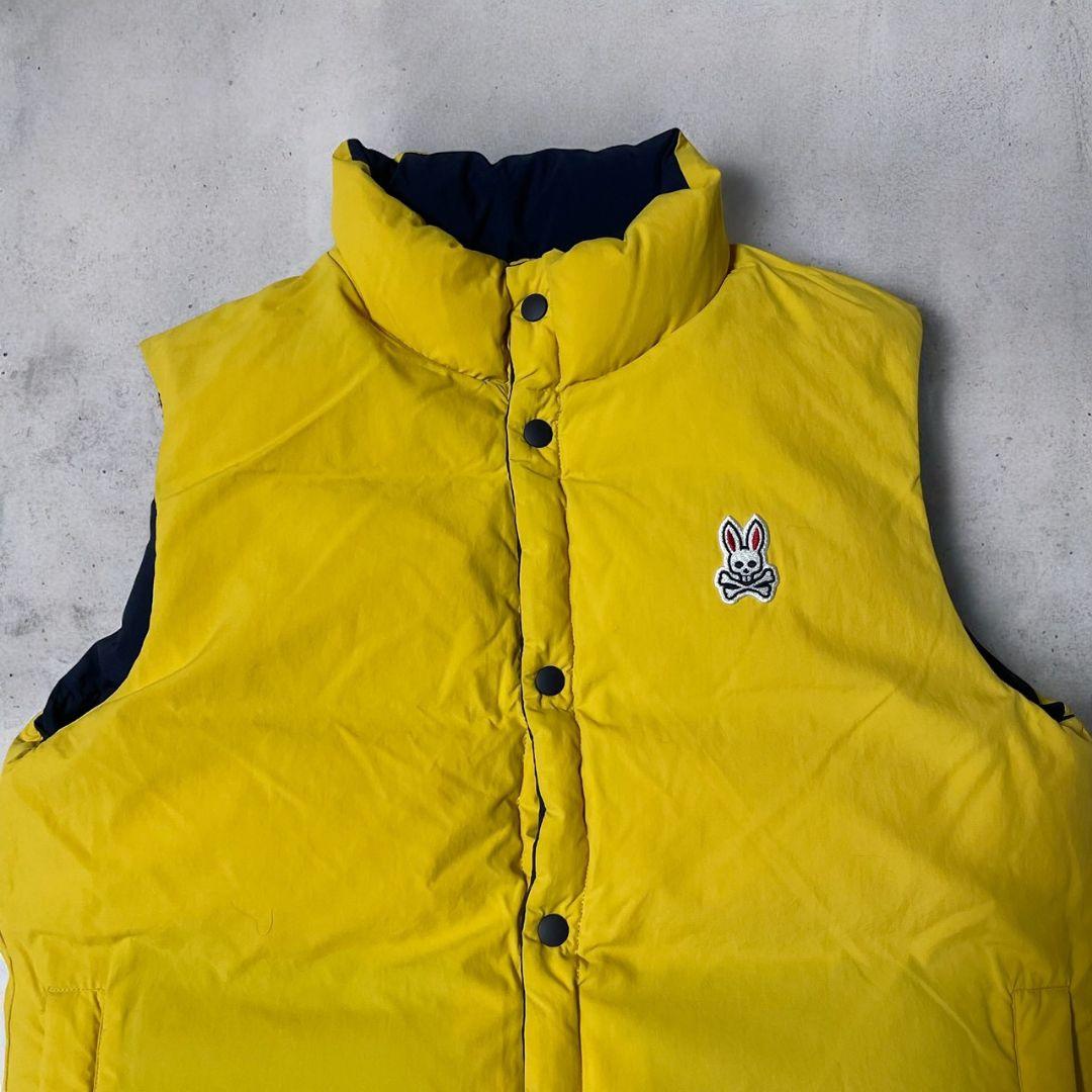 未使用　PSYCHO BUNNY　リバーシブル　ダウンベスト　ネイビー×イエロー