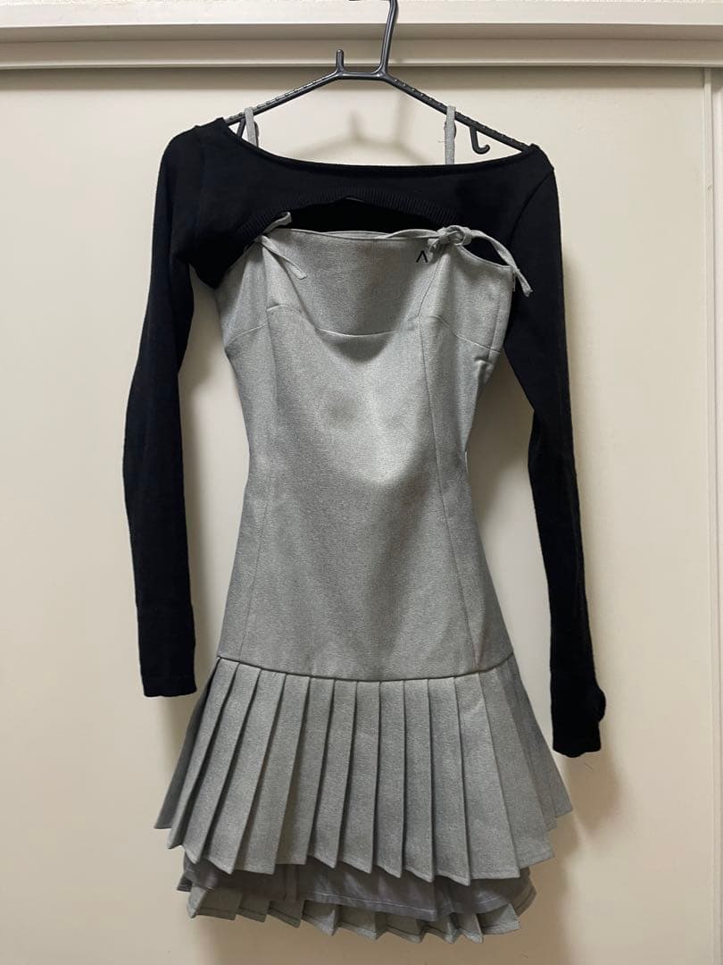 ワンピース ANDMARY karen knit set mini dress S gray