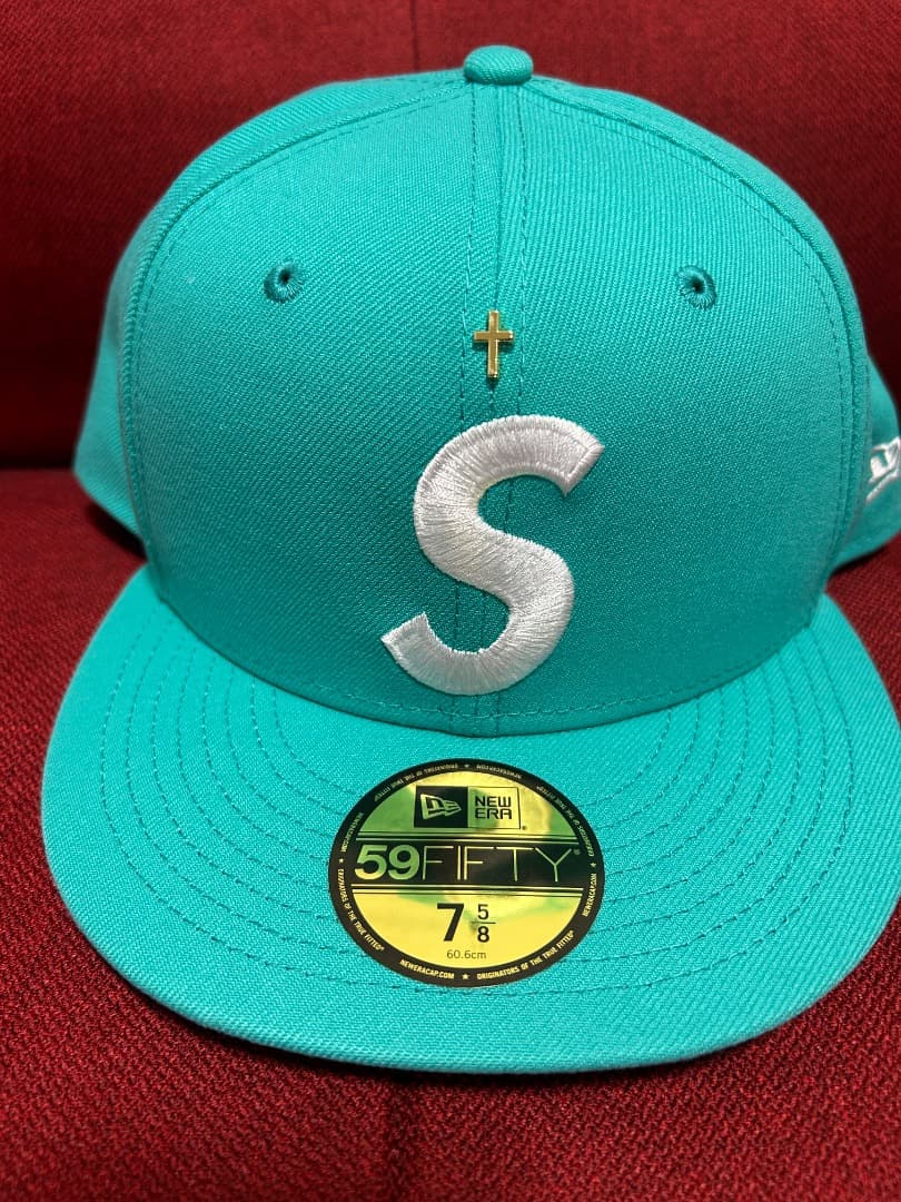 帽子 supreme Gold Cross S Logo New Era \"Teal