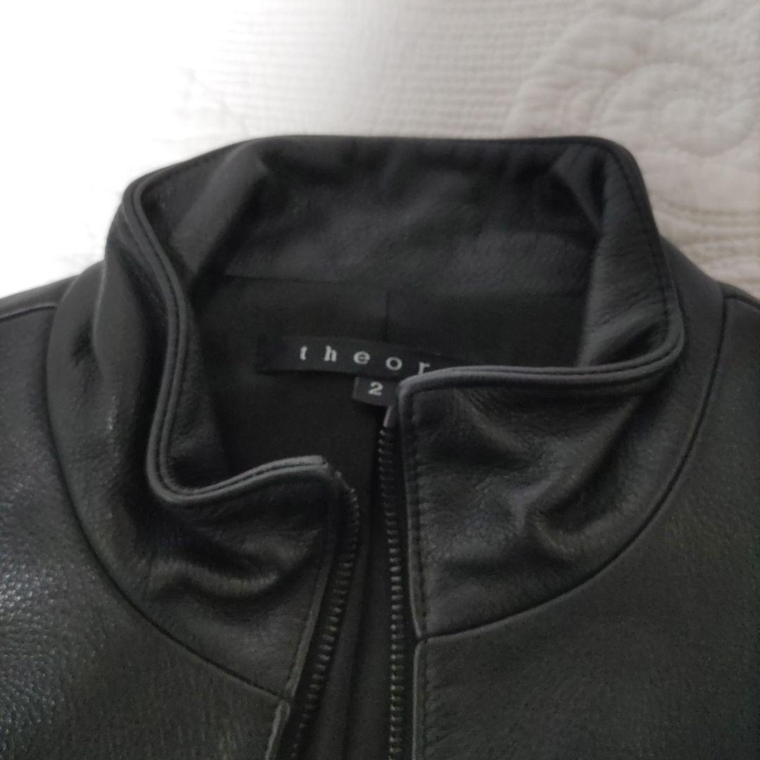theory 黒 レザー シングルライダースジャケット サイズ2
