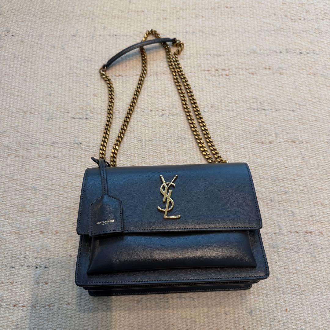 YSL ブラックレザー ショルダーバッグ
