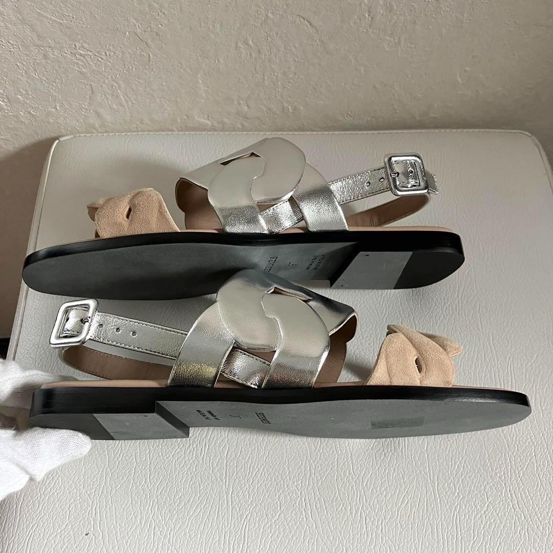 未使用級 HERMES エルメス グレース サンダル バイカラー 37 24㎝