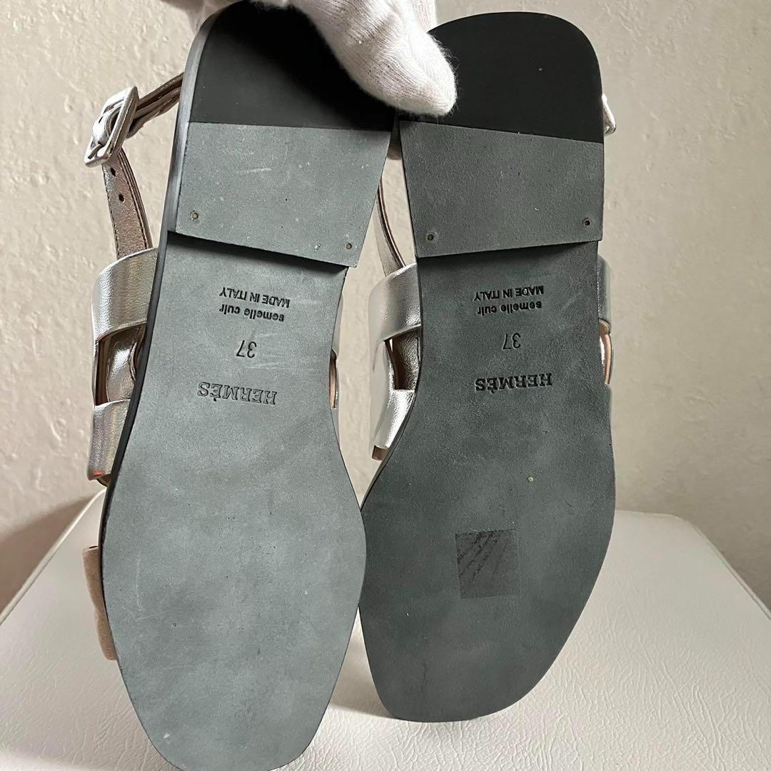未使用級 HERMES エルメス グレース サンダル バイカラー 37 24㎝