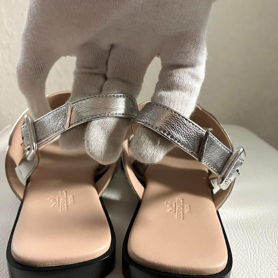 未使用級 HERMES エルメス グレース サンダル バイカラー 37 24㎝