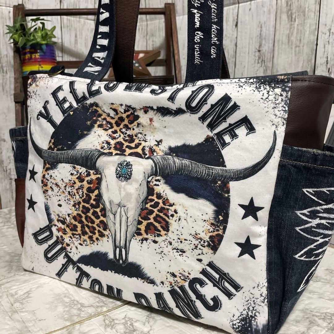 No.467 デニムリメイクバッグ　BIGサイズ　カウスカル　インディアン