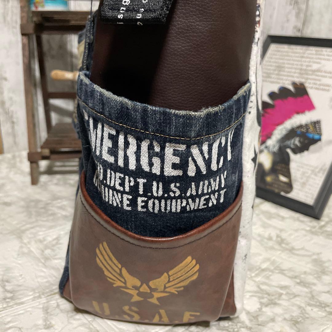 No.467 デニムリメイクバッグ　BIGサイズ　カウスカル　インディアン