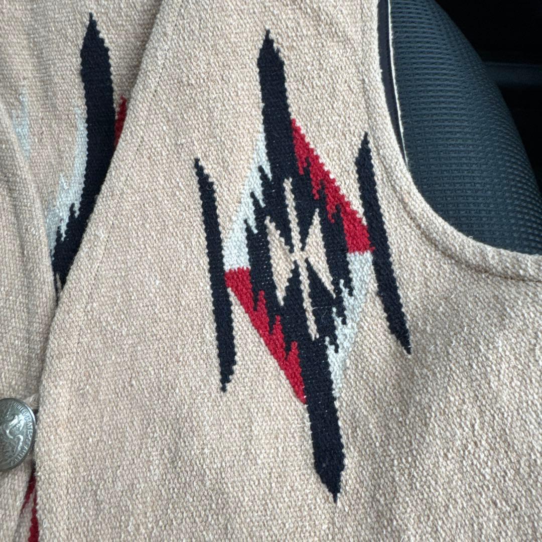 オルテガ幾何学模様 ベージュ チマヨベスト 90s