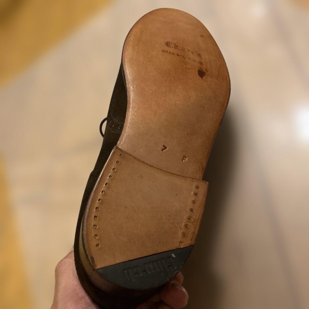 Church’s　ダークブラウン スエード ウィングチップ ドレスシューズ