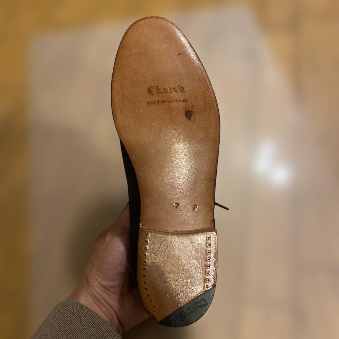 Church’s　ダークブラウン スエード ウィングチップ ドレスシューズ