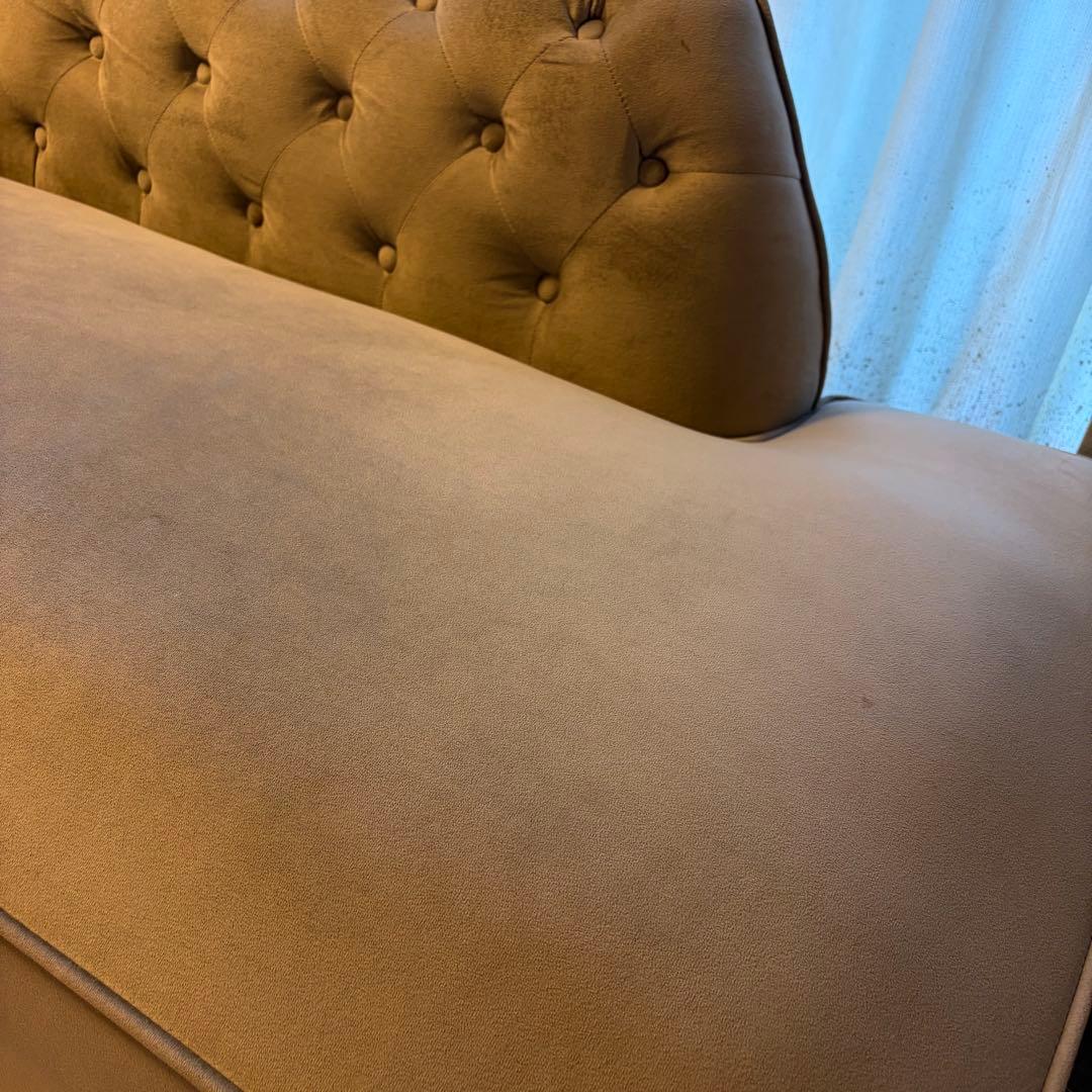 【送料込】ロウヤ ソファ　2人掛けカウチソファ ベルベット調　グレー　LOWYA