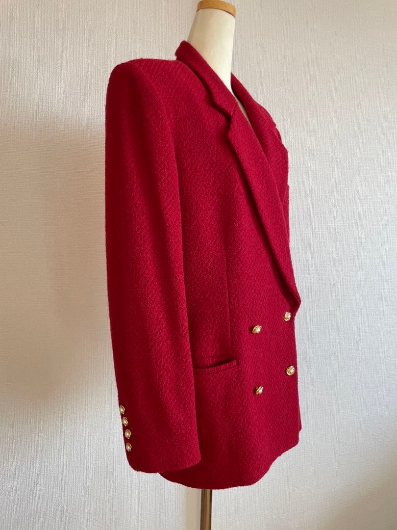 美品 INGEBORG 赤ジャケット 金ボタン パール 裏地花柄 日本製
