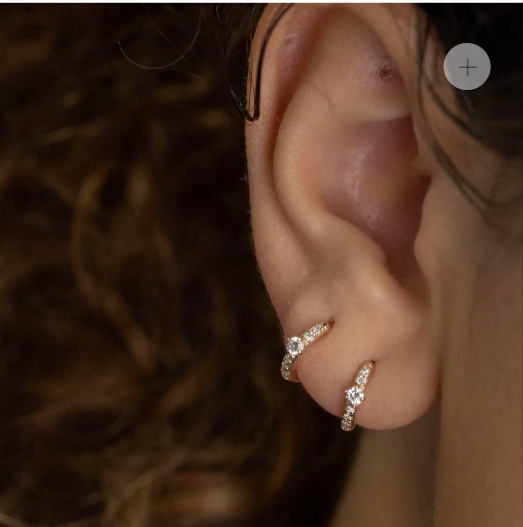 PRMAL プライマル フープミクスチャダイヤモンドイヤリングS シングル