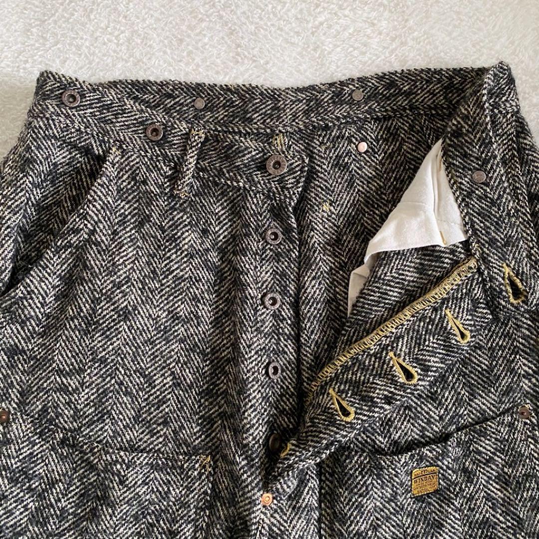 KAPITAL ウールシルク混　ヘリンボーンランバーパンツ　ボタンフライ　3